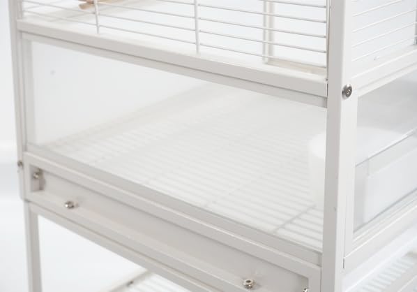 Stackable Breeding Bird Cage with Splash-Proof Baffle, Rolling Stand with Wheels, for Aviaries, Canaries, Cockatiels, Lovebirds, Finches, Budgies, Small Parrots, White. (3F) - Image 5