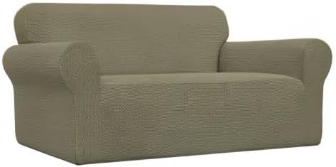 Easy-Going Stretch Oversized Loveseat Couch Covers Washable Khaki | 1-Piece Large Loveseat Cover for 2 Cushion Couch Furniture Protector RV Sofa Slipcover Soft with Bottom for Kids Pets - Image 9
