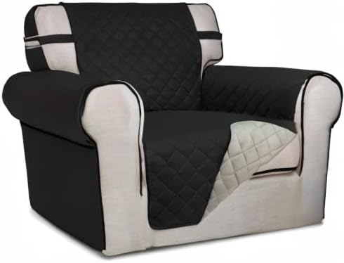 PureFit Reversible Chair Sofa Cover Dog Couch Covers for Sofa, 25.5 in | Black/Beige, Water Resistant Couch Protector, Washable Pet Couch Cover with Non Slip and Elastic Straps For Kids - Image 8