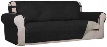 PureFit Reversible Quilted Sofa Cover Dog Couch Covers for Sofa, 66 in | Black/Beige, Water Resistant Couch Protector, Washable Pet Couch Cover with Non Slip and Elastic Straps For Kids - Image 8