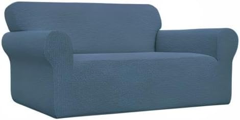 Easy-Going Stretch Oversized Loveseat Couch Covers Washable Bluestone | 1-Piece Large Loveseat Cover for 2 Cushion Couch Furniture Protector RV Sofa Slipcover Soft with Bottom for Kids Pets - Image 8