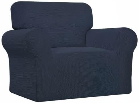Easy-Going Stretch Oversized Chair Slipcover with Arm Washable Dark Blue | 1-Piece Large chair covers armchair Furniture Protector for Living Room chair and a half cover Soft For Kids, Pet. - Image 8