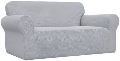 Easy-Going Stretch Oversized Loveseat Couch Covers Washable Silver Gray | 1-Piece Large Loveseat Cover for 2 Cushion Couch Furniture Protector RV Sofa Slipcover Soft with Bottom for Kids Pets - Image 8