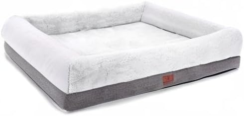 WINDRACING Orthopedic Dog Bed for Extra Large Dogs, Bolster Sides Dogs Sofa Bed with Removable Washable Cover & Non-Skid Bottom, Soft Pet Bed with Egg Foam Dog Couch for Sleeping, 46 x 30 Inch, Gray - Image 7