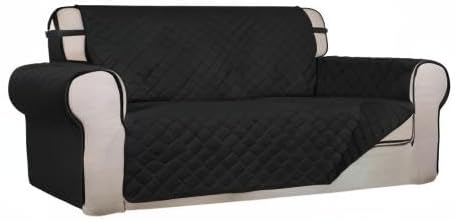 PureFit Reversible Quilted Couch Covers for Dogs Loveseat Sofa Cover 54" | Black/Black, Water Resistant Couch Protector, Washable Pet Couch Cover with Non Slip and Elastic Straps For Kids - Image 8