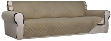 PureFit Reversible Quilted Couch Covers for Dogs Sofa Cover 4 Seater 88" | Beige/Beige, Water Resistant Couch Protector, Washable Pet Couch Cover with Non Slip and Elastic Straps For Kids - Image 8