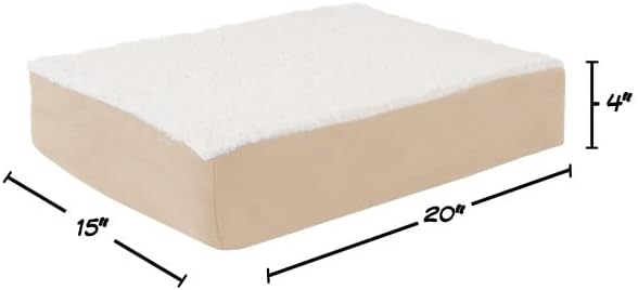 PETMAKER Orthopedic Dog Bed - 2-Layer Memory Foam Pet Bed with Machine Washable Sherpa Cover - 20x15 Pet Bed for Small Dogs up to 20lbs (Tan) - Image 5