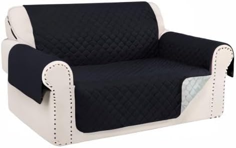 Reversible 45" Small Loveseat Sofa Covers, Black/Grey | Loveseat Covers for Dogs Water Repellent, Friendly Furniture Protector with Elastic Straps for Living Room - Image 8