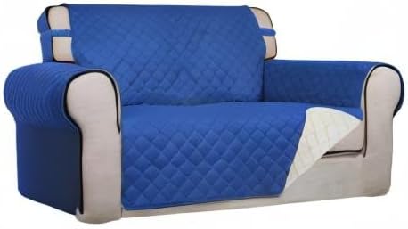 PureFit Reversible Quilted Couch Covers for Dogs Loveseat Sofa Cover 46.5” | Classic Blue/Ivory, Water Resistant Couch Protector, Washable Pet Couch Cover with Non Slip and Elastic Straps For Kids - Image 8