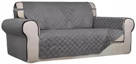 PureFit Reversible Quilted Couch Covers for Dogs Loveseat Sofa Cover 54" | Gray/Gray, Water Resistant Couch Protector, Washable Pet Couch Cover with Non Slip and Elastic Straps For Kids - Image 8