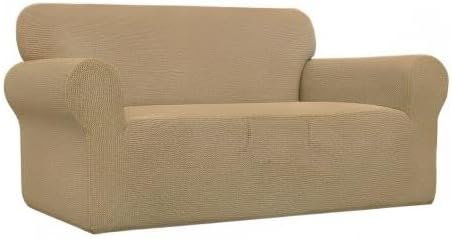 Easy-Going Stretch Loveseat Couch Covers Washable Golden | 1-Piece Loveseat Covers for 2 Cushion Couch Furniture Protector RV Sofa Slipcover Soft with Bottom for Kids Pets - Image 9
