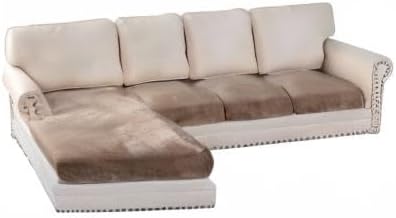 H.VERSAILTEX Velvet Stretch Sectional Couch Covers 4 Pieces Sofa Seat Cushion Covers L Shape Separate Cushion Couch Cover for Both Left/Right Sectional Couch (Large Sofa 3 Seater + 1 Chaise, Taupe) - Image 9