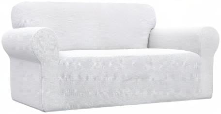Easy-Going Stretch Oversized Loveseat Couch Covers Washable Snow White | 1-Piece Large Loveseat Cover for 2 Cushion Couch Furniture Protector RV Sofa Slipcover Soft with Bottom for Kids Pets - Image 9