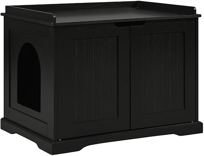 unipaws Cat Litter Box Enclosure Furniture, Hidden Litter Box Cover | Cat Washroom, Cabinet for Large Cat, Dog Proof Cat Litter Boxes, Hideaway Litter Box, Cat House by unipaws