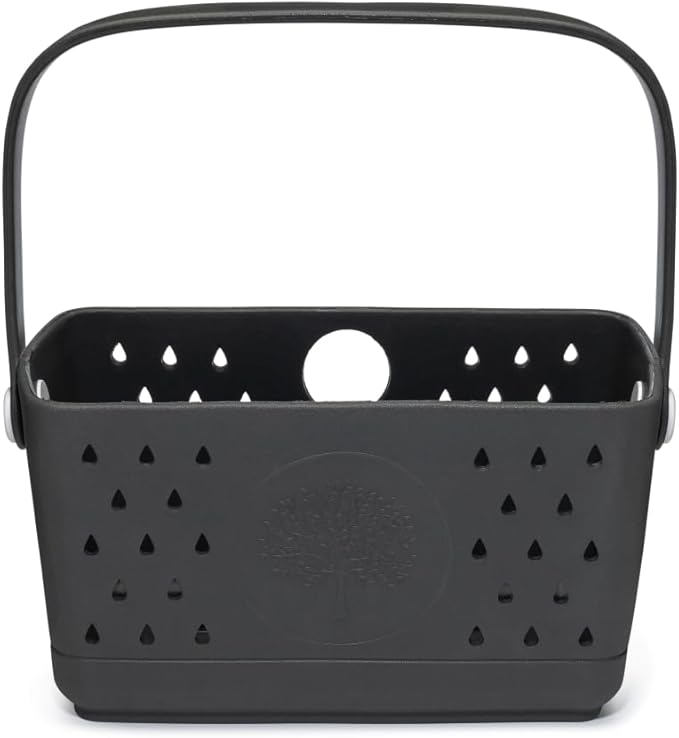 Parker Baby Co. Quick-Dry Bath Caddy Organizer with Handle - Smoke, Regular | BPA-free, food-grade shower caddy & bath organizer that stores toys and bath supplies in a sturdy, easy-carry handle design by ParkerBabyCo