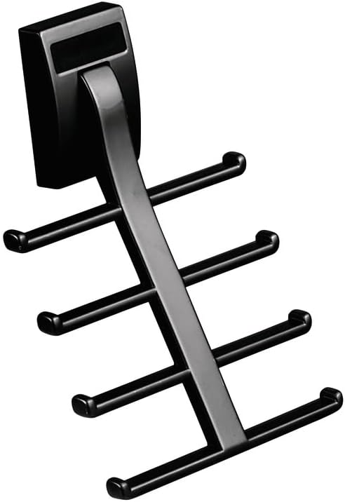 TAG Hardware Premium Space Saving Eight Tie Storage Hook Cleat Mount Organizer Rack for Home and Business (New Black) by HardwareforHomeBusiness