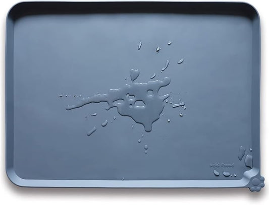 Hoki Found XX-Large Silicone Pet Feeding Mats - Non Slip Cat Dog Bowl Mats - Waterproof, Gray (28'' x 26'') by Hoki+Found