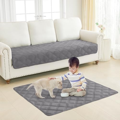 Smiry Waterproof Dog Bed Cover, Reversible Pet Blanket for Sofa Couch | Soft Washable Dog Blanket, Leakproof Couch Cover for Dogs Cats & Furniture Protection, 30x95, Grey/Light Grey - Image 7