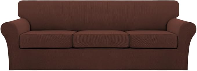 Turquoize 4 Piece Sofa Covers for 3 Cushion Couch Sofa Slipcover Soft Couch Cover for Dogs-Washable Sofa Furniture Covers with 3 Individual Large Cushion Covers (XL Sofa, Burnt Brick) by Turquoize