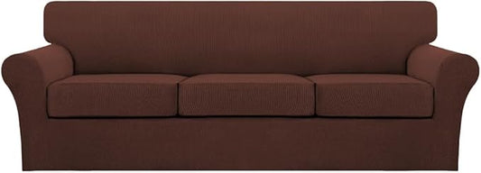 Turquoize 4 Piece Sofa Covers for 3 Cushion Couch Sofa Slipcover Soft Couch Cover for Dogs-Washable Sofa Furniture Covers with 3 Individual Large Cushion Covers (XL Sofa, Burnt Brick) by Turquoize