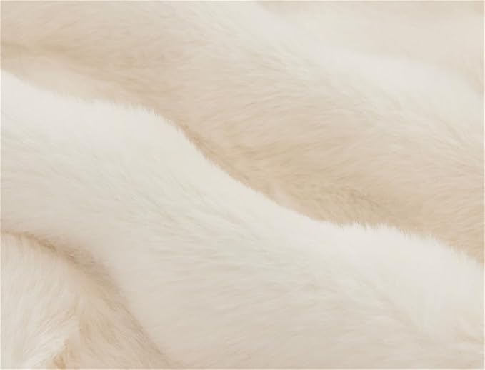 Plush Recliner Slipcover Home Faux Fur Fluffy Recliner Chair Slipcover Non Slip Back Fuzzy Fluffy Reclining Couch Cover Soft Comfort Sofa Slipcover Washable Furniture Protector (Beige) - Image 4