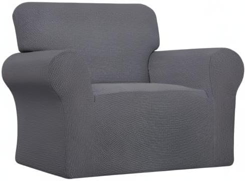 Easy-Going Stretch Chair Slipcover with Arm Washable Gray | 1-Piece Couch Sofa Cover Furniture Protector for Living Room Soft with Bottom For Kids, Pet. Spandex Jacquard - Image 8