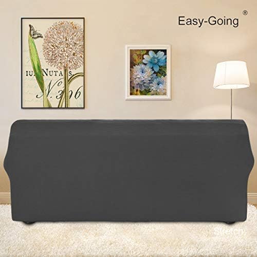 Easy-Going Stretch Oversized Sofa Couch Slipcover Washable Dark Gray | 1-Piece X-large Sofa Cover Furniture Protector Couch Soft with Elastic Bottom for Kids, Polyester Spandex Jacquard Fabric - Image 4