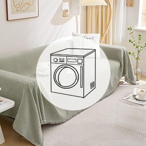 MEETSKY Sectional Couch Covers for Dog Chenille Sofa Cover, Washable Couch Cover for 3 Cushion Couch Sofa Pet Couch Furniture Protector, Sage Green Sofa Slipcover with Tassel - Image 8