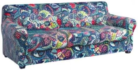 hyha Stretch Couch Covers, Sofa Cover for 3 Cushion Couch Pet Friendly | Floral Pattern, Printed, 4 Pieces, 3 Separate Cushion Sofa, Durable Anti-slip Washable Protector with Elastic Bottom for Dogs - Image 9