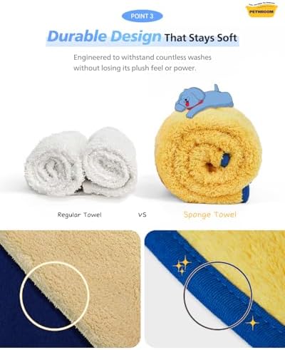 PETHROOM] Portable Pet Towel for Dogs & Cats | Professional Pet Dryer, Super Absorbent & Quick-Drying Dog Dryer | Lightweight, Durable, Ultra-Soft (Small) 8"x 8" (Pack of 2) - Image 6