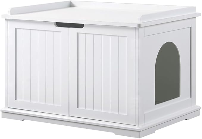 unipaws Cat Litter Box Enclosure Furniture, Hidden Litter Box Cover | Cat Washroom, Cabinet for Large Cat, Dog Proof Cat Litter Boxes, Hideaway Litter Box, Cat House by unipaws