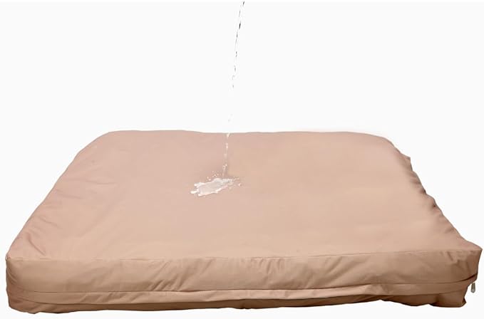 Dog Bed Cover – Waterproof Cover for Dog Bed – Heavy Duty, Machine Washable Zippered Liner – Durable, USA-Made Fabric for Pets – Ideal Pet Bedding Protector for Accidents and Messes - Large (Tan) by 4Knines