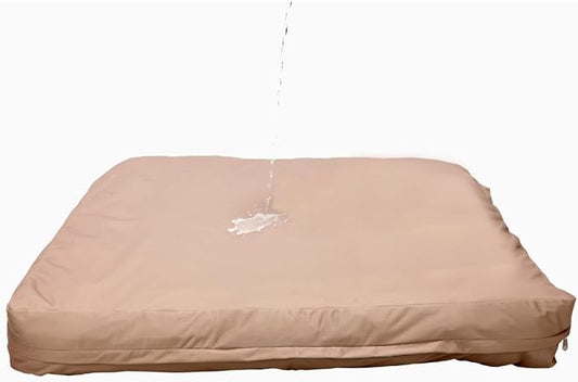 Dog Bed Cover – Waterproof Cover for Dog Bed – Heavy Duty, Machine Washable Zippered Liner – Durable, USA-Made Fabric for Pets – Ideal Pet Bedding Protector for Accidents and Messes - Large (Tan) by 4Knines