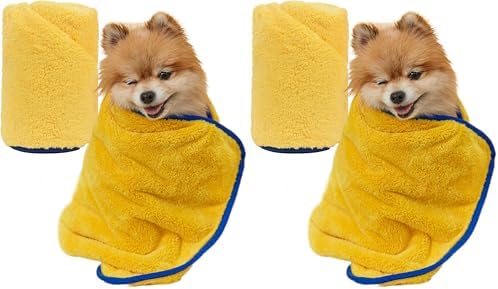 PETHROOM Ultra Absorbent Pet Towel | Quick-Drying, Soft Microfiber Dog & Cat Bath Towel | Lightweight, Durable, Fast Water-Soaking | Ideal for All Breeds (Medium) 15.7" x 31.5" (Pack of 2) by PETHROOM