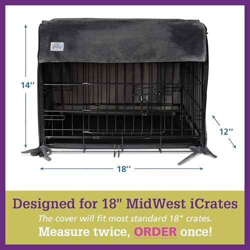 Pet Dreams Dog Crate Cover & Mat- Breathable Non-Toxic Kennel Topper for Double-Door Crates, Fits iCrate Dog Cages 18, 24, 30, 36, 42, 48 Inches (Grey, X-Small, 18“) - Image 5
