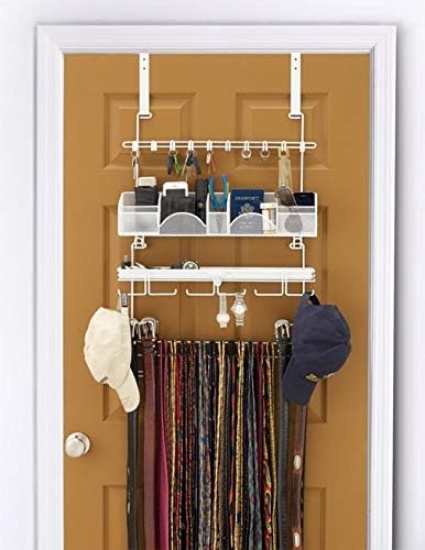 Men’s Over the Door/Wall Hanging Closet Tie and Belt Organizer Rack # 9300 in White 43 Hooks for Men’s Organization Patented - Image 3