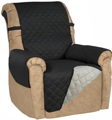 PureFit Reversible Recliner Chair Covers Couch Covers for Dogs, 19 in | Black/Beige, Water Resistant Couch Protector, Washable Pet Couch Cover with Non Slip and Elastic Straps For Kids - Image 8