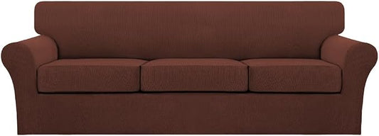 Turquoize 4 Piece Sofa Covers for 3 Cushion Couch Sofa Slipcover Soft Couch Cover for Dogs Washable Furniture Cover with 3 Individual Large Cushion Covers Feature Fabric (Large Sofa, Burnt Brick) by Turquoize