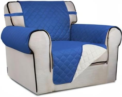 PureFit Reversible Quilted Sofa Cover, Water Resistant Slipcover Furniture Protector, Washable Couch Cover with Non Slip Foam and Elastic Straps for Kids, Pets (Chair, Classic Blue/Ivory), Small | Classic Blue/Ivory, Water Resistant Couch Protector, Wa... - Image 8