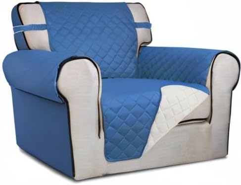 PureFit Reversible Chair Sofa Cover Dog Couch Covers for Sofa, 25.5 in | Blue/Ivory, Water Resistant Couch Protector, Washable Pet Couch Cover with Non Slip and Elastic Straps For Kids - Image 8