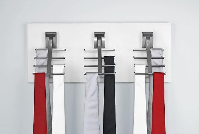 TAG Hardware Premium Space Saving Eight Tie Storage Hook Cleat Mount Organizer Rack for Home and Business (Slate) - Image 2