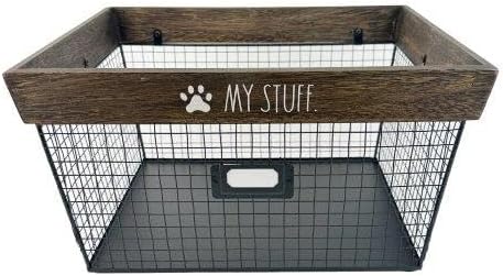 Rae Dunn Decorative Pet Toy Storage Basket - Durable Cat and Dog Toy Basket Perfect for Organizing Chew Toys - Sturdy Metal Baskets for Storage of Pet Blankets & Leashes by Designstyles