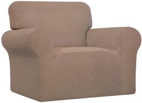 Easy-Going Stretch Chair Slipcover with Arm Washable Camel | 1-Piece Couch Sofa Cover Furniture Protector for Living Room Soft with Bottom For Kids, Pet. Spandex Jacquard - Image 7