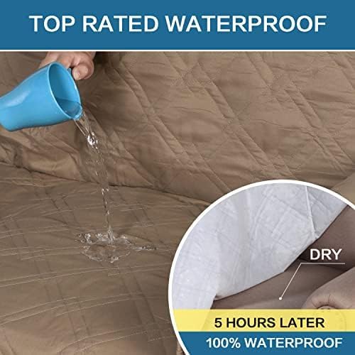 H.VERSAILTEX 100% Waterproof Sofa Slipcover Washable Loveseat Cover for 2 Cushion Cover Non-Slip Furniture Protector with Puppy Paw Silicone Backing Couch Cover for Pets Dogs (Loveseat, Brown) - Image 5