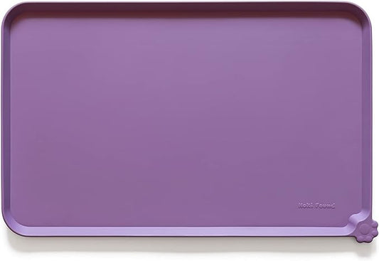 Hoki Found L Silicone Pet Food Mats Tray with Higher Lips- Non Slip Dog Cat Bowl Mats Placemat - Pet Feeding Mat - Waterproof Dog Cat Food Mats -Pet Water Mats for Carpet -Amethyst by Hoki+Found