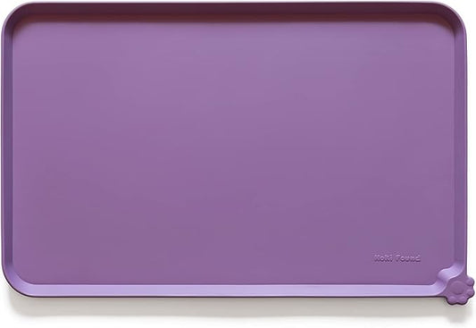 Hoki Found Silicone Pet Food Mats Tray - High-Lips Pet Dog Cat Bowl Mats - Pet Feeding Mat - Waterproof Dog Cat Food Mats -Pet Water Mats for Floors - Amethyst by Hoki+Found