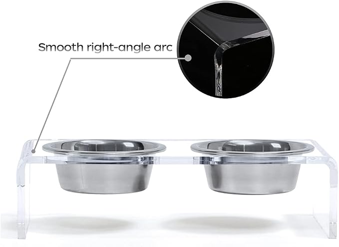 Acrylic Elevated Dog Cat Bowls Pet Feeder Double Bowl Raised Stand Comes with 4 Removable Stainless Steel Bowls. Perfect for Cats Puppies Small Dogs, 3.75 Inch - Image 5