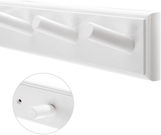 2PCS Coat Rack Wall Mounted, Long 38'' Wooden Wall Coat Hooks with 10 Pegs, Wall Peg Rail Hangers for Hanging Towels, Hats, Backpacks, Clothing, Caps(White) - Image 6