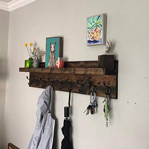 Coat Rack with Shelf Wall Mounted with Storage (Choose Your Length) Towel Rack Entryway Organizer Key Hooks (60" L (10 Hooks)) - Image 4