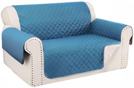 Reversible 45" Small Loveseat Sofa Covers, Blue/Beige | Loveseat Covers for Dogs Water Repellent, Friendly Furniture Protector with Elastic Straps for Living Room - Image 8